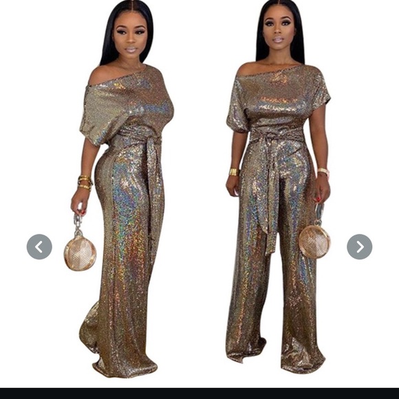 Ladies Banquet Evening Jumpsuit Sequin - Picture 2 of 2